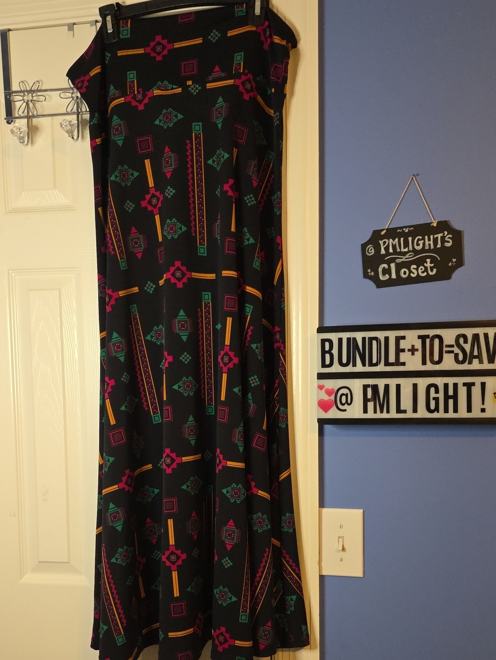 LuLaRoe Black Geometric Print Maxi Skirt XL